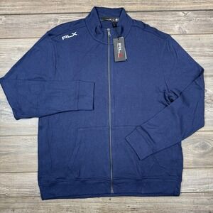RLX Ralph Lauren Men's Golf Full Zip Jacket Cotton Modal Navy Blue Size XL NWT